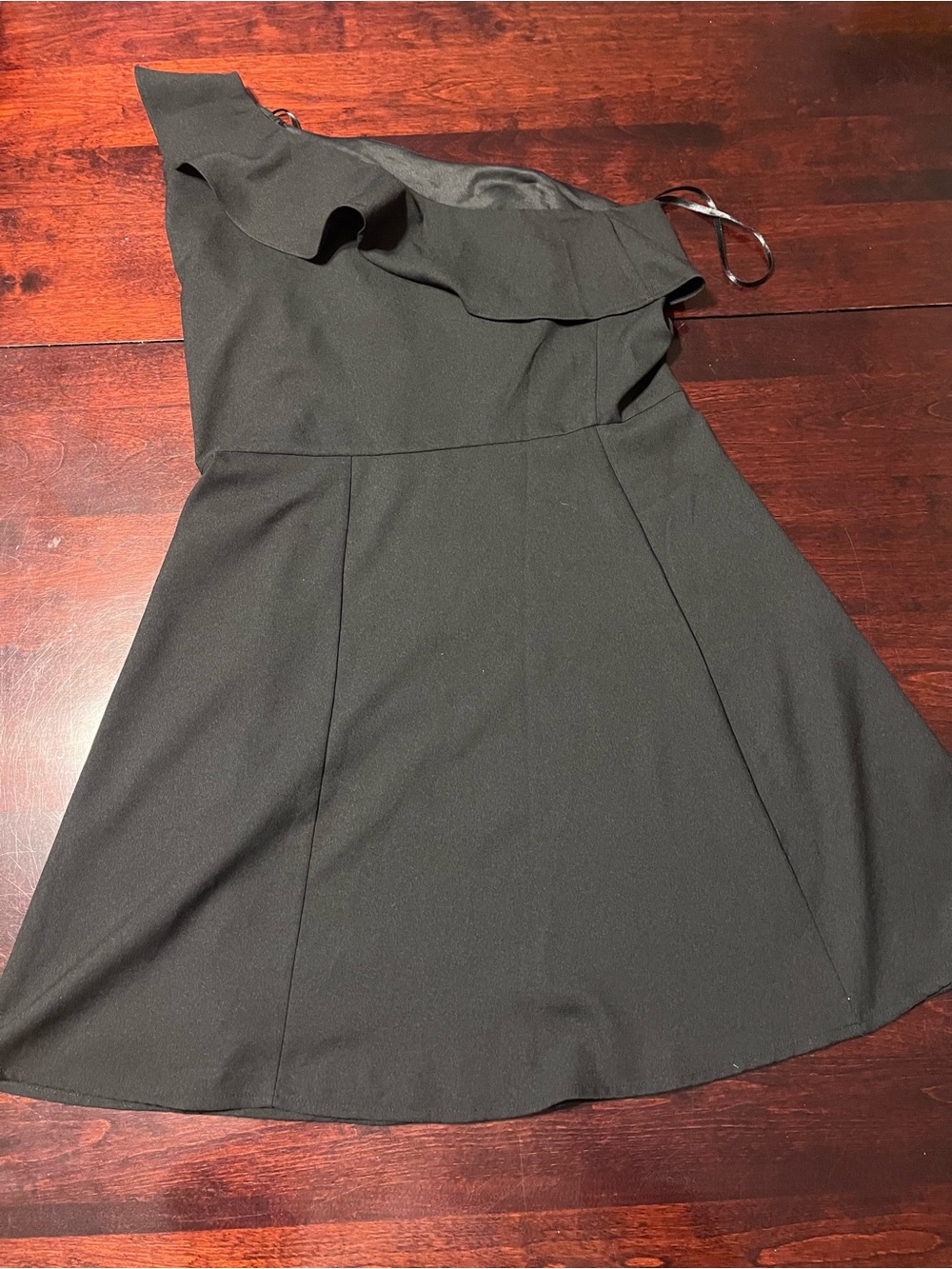 Banana Republic black  One-Shoulder Ruffle Mini Dress - Picture 3 of 5